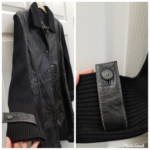 5/$25 Bentley Arbuckle Black Leather Coat - Picture 5 of 7